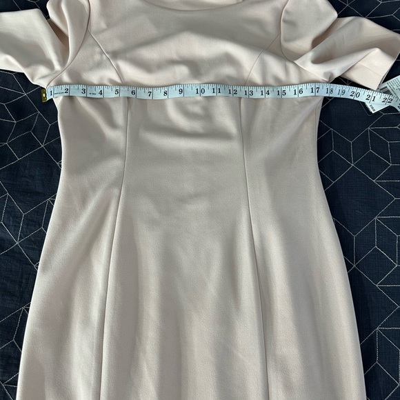 Adrianna Papell V-Back Foldover Collar Short Sleeve Sheath Dress 6 blush color - Picture 7 of 8